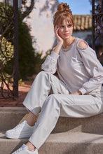 Load image into Gallery viewer, Embellished Sweatshirt With Cut-out Detail - Oatmilk