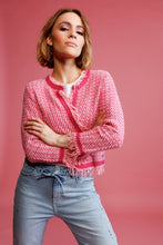 Load image into Gallery viewer, Monari Tweed Jacket With Fringed Edge - Pink