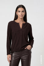 Load image into Gallery viewer, Monari Blouse With Rhinestones - Black Coffee Brown