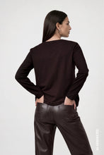 Load image into Gallery viewer, Monari Blouse With Rhinestones - Black Coffee Brown