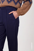 Load image into Gallery viewer, Monari Pin Tuck Straight Leg Trousers - Navy ( Bestsellers)