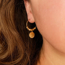 Load image into Gallery viewer, Handmade Gold Beaded Sahara Hoop Earrings