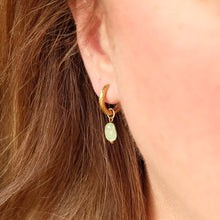 Load image into Gallery viewer, Prehnite Gemstone Hoop Earrings