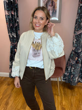 Load image into Gallery viewer, French Fries for Breakfast Embellished Tee - White/Pink