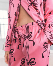 Load image into Gallery viewer, Satin Bow Print Long Pyjama Set: UK 8