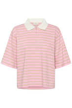 Load image into Gallery viewer, Kamiala Striped Polo Top - PinkFrosting/Feather Grey