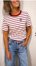 Load image into Gallery viewer, O&F Bow Embroidered Breton- Red