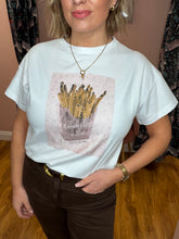 Load image into Gallery viewer, French Fries for Breakfast Embellished Tee - White/Pink