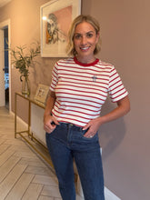 Load image into Gallery viewer, O&F Bow Embroidered Breton- Red
