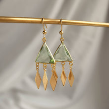 Load image into Gallery viewer, Green Gemstone Bohemian Dangle Earrings