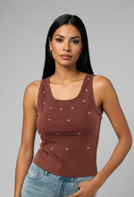 Load image into Gallery viewer, Brika Embellished Top - Brown