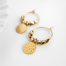 Load image into Gallery viewer, Handmade Gold Beaded Sahara Hoop Earrings