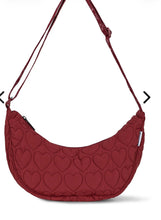 Load image into Gallery viewer, Olive & Frank Heart Quilted Cross Body Bag - Burgundy