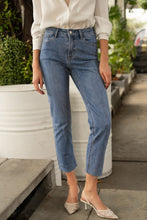 Load image into Gallery viewer, Mary Cigarette Raw Hem Jean - Mid Denim Blue