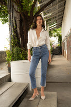 Load image into Gallery viewer, Mary Cigarette Raw Hem Jean - Mid Denim Blue