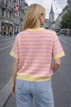 Load image into Gallery viewer, Short Sleeve Striped Jumper - Lemon/Pink