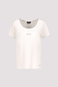 Creamy Beige Rhinestone Logo Top