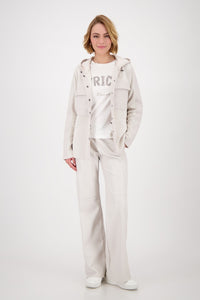 Mixed Fabric Jacket With Hood - Oatmilk