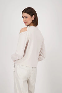 Embellished Sweatshirt With Cut-out Detail - Oatmilk