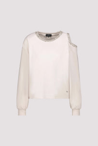 Embellished Sweatshirt With Cut-out Detail - Oatmilk