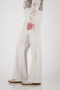 Leather Look Straight Leg Trousers - Oatmilk