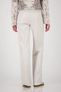 Leather Look Straight Leg Trousers - Oatmilk