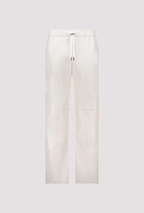 Leather Look Straight Leg Trousers - Oatmilk