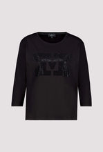 Load image into Gallery viewer, Rhinestones Logo 3/4 Sleeve Top - Black
