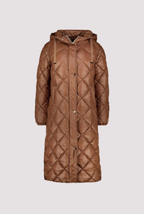 Quilted Midi Coat with Button Detail - Whiskey