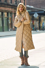 Load image into Gallery viewer, Quilted Midi Coat with Button Detail - Cognac
