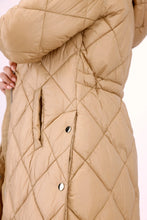 Load image into Gallery viewer, Quilted Midi Coat with Button Detail - Cognac
