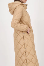Load image into Gallery viewer, Quilted Midi Coat with Button Detail - Cognac
