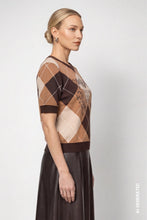 Load image into Gallery viewer, Monari Diamond Patterned Jumper - Black Coffee Pattern
