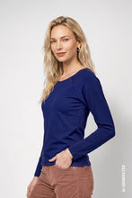 Load image into Gallery viewer, Monari Basic Long Sleeve Top - True Navy
