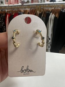 Bohm Twist Hoops With Stones Green/Blue