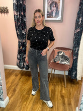 Load image into Gallery viewer, Nina Flare Jean with Buttons - Grey

