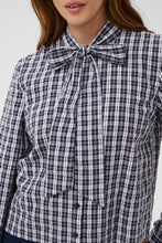 Load image into Gallery viewer, KAFFE Kaudra Checked Shirt With Bow - Navy/White Check
