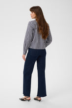 Load image into Gallery viewer, KAFFE Kaudra Checked Shirt With Bow - Navy/White Check
