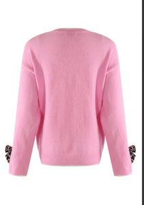 Pink Jumper with Leopard Bows