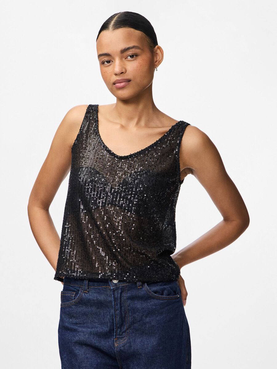 PCJack Sequin Tank Top - Black