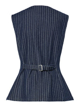 Load image into Gallery viewer, PCRose PinStripe Denim Waistcoat - Dark Denim
