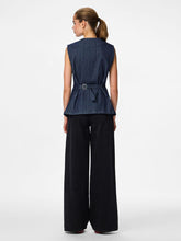 Load image into Gallery viewer, PCRose PinStripe Denim Waistcoat - Dark Denim
