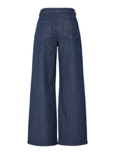 Load image into Gallery viewer, PCRose PinStripe Denim Wide Leg Jeans - Dark Denim
