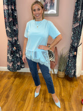 Load image into Gallery viewer, Top With Asymetric Lace Hem - Blue
