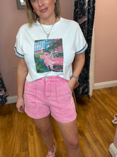 Load image into Gallery viewer, Denim Patch Pocket Shorts - fuschia
