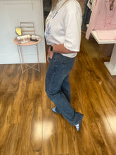 Load image into Gallery viewer, Mid Blue Denim Wide Leg Jeans
