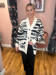 Kasandra Tiger Cardigan- Turtledove/Black