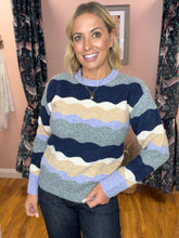 Load image into Gallery viewer, M'DM Wave Knit Jumper - Navy/Lilac/Grey
