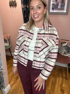 Carob Check Jacket with Studs