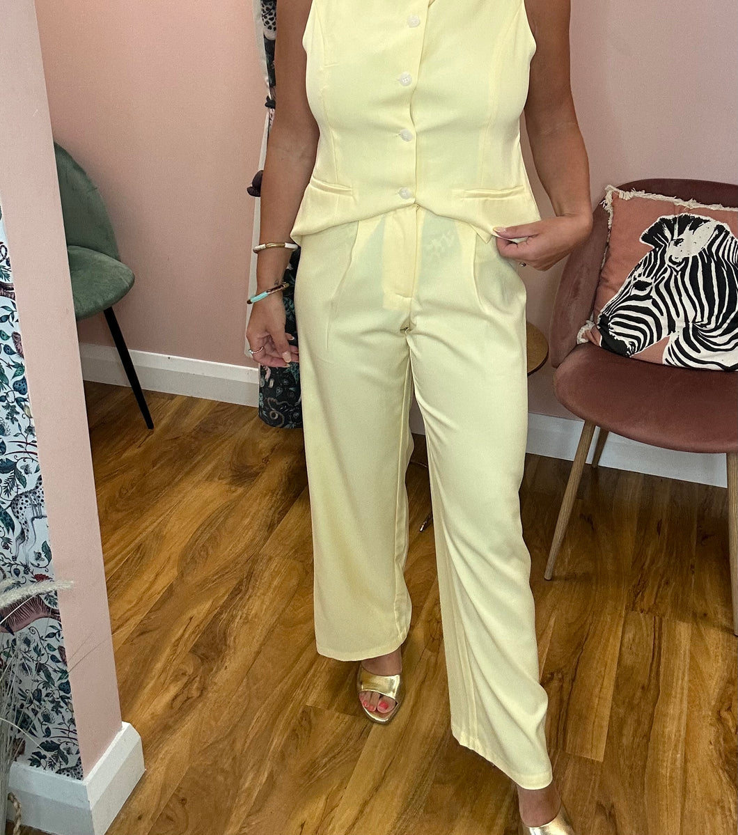 PCJoline Wide Leg Trouser - Lemon